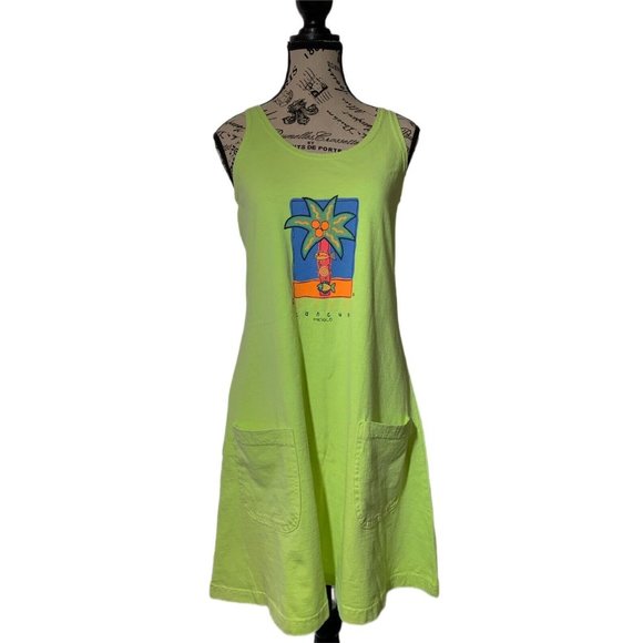 Miro Womens Green Dress Cancun Mexico Scoop Neck Pockets Pullover Size Small - Picture 1 of 8